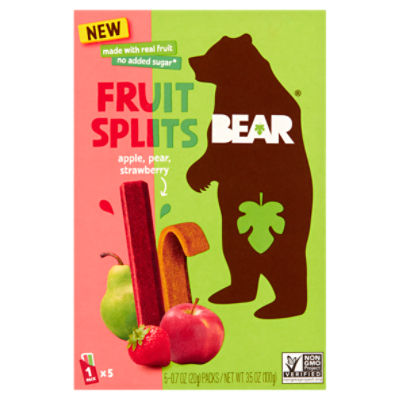 Bear Apple, Pear, Strawberry Fruit Splits, 0.7 oz, 5 count