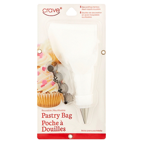 Crave Decorating Stainless Steel Nozzels and Pastry Bag
Perfect for bakers who enjoy baking, decorating, and sharing their sweet edible creations with friends and family.