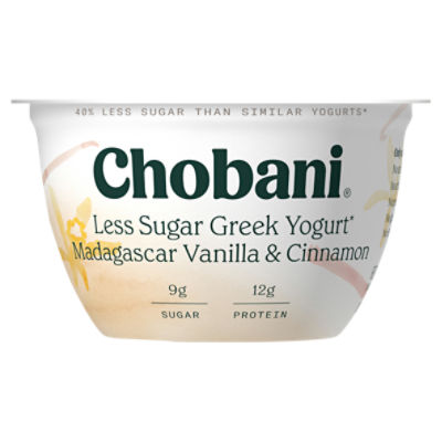 Chobani Madagascar Vanilla & Cinnamon Less Sugar Greek Yogurt, 5.3 oz