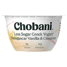 Chobani Madagascar Vanilla & Cinnamon Less Sugar Low-Fat Greek Yogurt, 5.3 oz