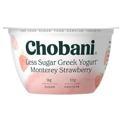 Chobani Monterey Strawberry Less Sugar Reduced Fat Greek Yogurt, 5.3 oz