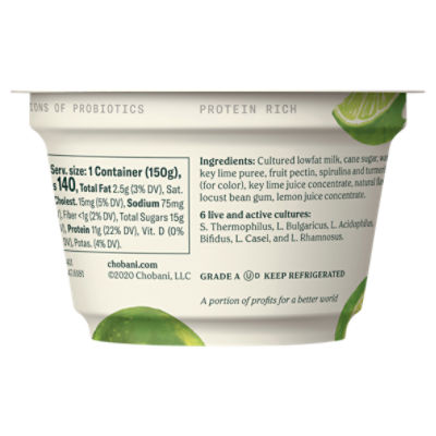 Chobani® Low-Fat Key Lime Blended Greek Yogurt, 5.3 oz - Gerbes