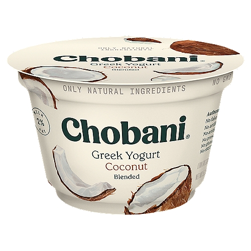 Chobani Coconut Blended Greek Yogurt, 5.3 oz
Low Fat Greek Yogurt

No rBST*
*Milk from rBST-treated cows is not significantly different.

6 live and active cultures: S. Thermophilus, L. Bulgaricus, L. Acidophilus, Bifidus, L. Casei, and L. Rhamnosus.