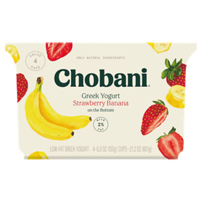 Chobani Strawberry Banana Greek Yogurt Value Pack, 5.3 oz, 4 count ...