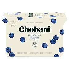 Chobani Blueberry Greek Yogurt Value Pack, 5.3 oz, 4 count, 21.2 Ounce