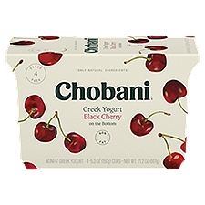 Chobani Black Cherry Greek Yogurt Value Pack, 5.3 oz, 4 count, 21.2 Ounce