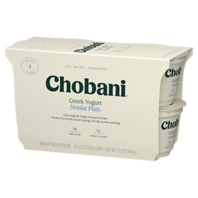 Chobani Non-Fat Greek Yogurt with Probiotics, Plain 5.3 oz