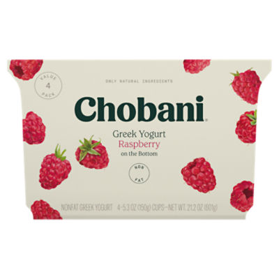 Chobani Nonfat Greek Raspberry on the Bottom Yogurt Value 4 Pack 4 5.3 oz Cups The Fresh Grocer