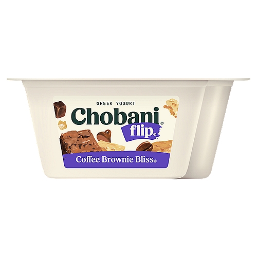 Chobani Flip Coffee Brownie Bliss Greek Yogurt, 4.5 oz
Coffee Low-Fat Greek Yogurt with Biscotti Cookies, Milk Chocolate & Mocha Brownies

6 live and active cultures: S. thermophilus, L. bulgaricus, L. acidophilus, bifidus, L. casei, and L. rhamnosus. Made with milk from cows not treated with rBST. Milk from rBST-treated cows is not significantly different.