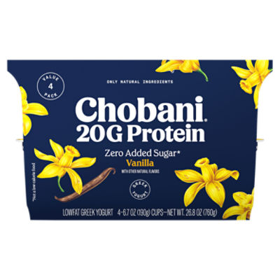 Chobani 20g Protein Vanilla Lowfat Greek Yogurt, 6.7 oz, 4 count