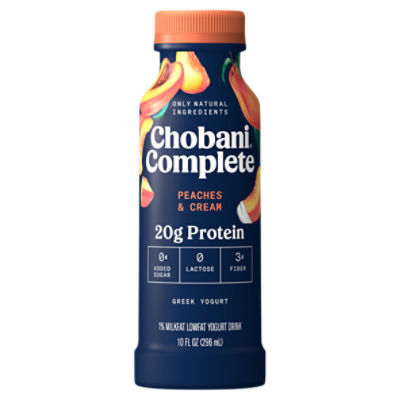 Chobani Complete Peaches & Cream 1% Milkfat Lowfat Yogurt Drink, 10 fl oz