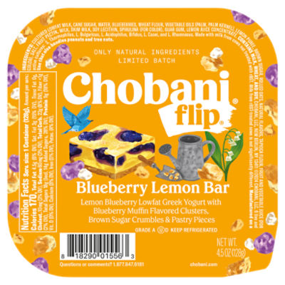 Chobani Flip Blueberry Lemon Bar Lowfat Greek Yoghurt Limited Batch, 4.5 oz