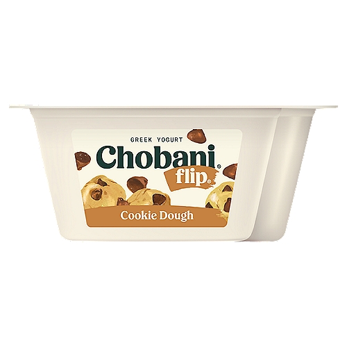 Chobani Flip Cookie Dough Greek Yogurt, 45 oz
Vanilla Low-Fat Greek Yogurt with Cookie Dough Pieces, Cookie Rice Crisps & Milk Chocolate Chips

6 live and active cultures: S. Thermophilus, L. Bulgaricus, L. Acidophilus, Bifidus, L. Casei, and L. Rhamnosus. Made with milk from cows not treated with rBST. Milk from rBST-treated cows is not significantly different.