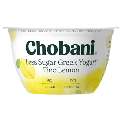 Chobani Refreshing Lemon Less Sugar Reduced Fat Greek Yogurt, 5.3 oz