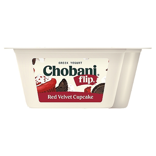 Chobani Flip Red Velvet Cupcake Greek Yogurt, 4.5 oz
Cream Cheese Frosting Flavored Low-Fat Greek Yogurt with Red Cake Crunch, Frosted Cake Pieces & Chocolate Cookies

6 live and active cultures: S. Thermophilus, L. Bulgaricus, L. Acidophilus, Bifidus, L. Casei, and L. Rhamnosus. Made with milk from cows not treated with rBST. Milk from rBST-treated cows is not significantly different.