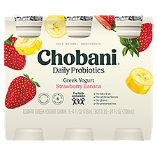 Chobani® Probiotic Greek Yogurt Drinks Strawberry Banana 4 fl oz 6-pack, 24 Fluid ounce