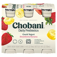 Chobani Strawberry Banana, Daily Probiotic Drink, 6 Each
