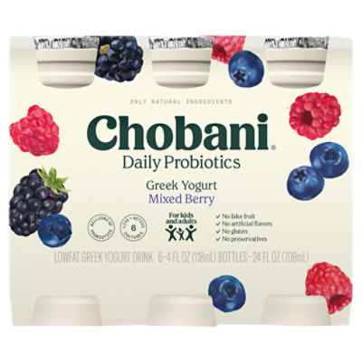 Chobani Mixed Berry Daily Probiotic Drink Family Pack, 4 fl oz, 6 count