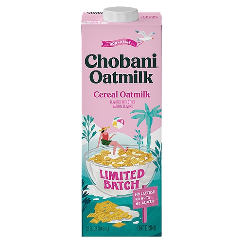 Chobani Nog Flavored Holiday Oat Milk Drink Limited Batch, 32 fl oz
Creamy like milk
Oats give a rich and creamy texture like dairy milk—without the dairy.