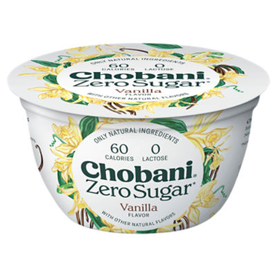 Chobani Zero Sugar Nonfat Greek Vanilla Flavored Yogurt 5.3 oz, 5.3 Ounce