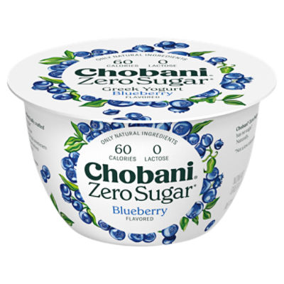Chobani Zero Sugar Nonfat Greek Blueberry Flavored Yogurt 5.3 oz, 5.3 Ounce