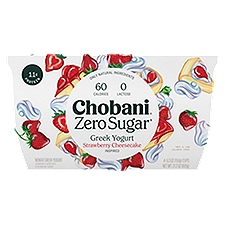 Chobani Zero Sugar Strawberry Cheesecake Inspired Yogurt, 5.3 oz, 4 count