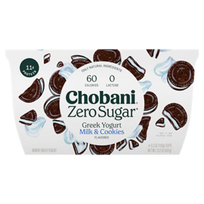 Chobani Zero Sugar Nonfat Greek Milk & Cookies Flavored Yogurt 4 - 5.3 oz Cups