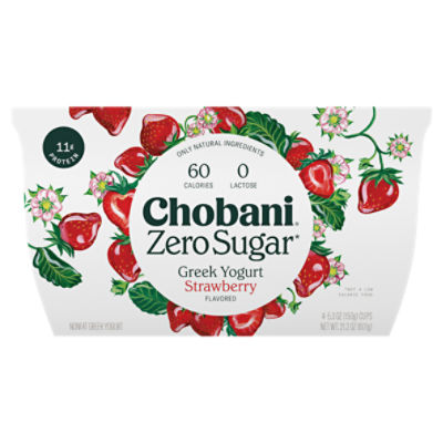 Chobani Zero Sugar Nonfat Greek Strawberry Flavored Yogurt 4 5.3 oz
