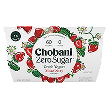Chobani Zero Sugar Strawberry Flavor Yogurt, 5.3 oz, 4 count