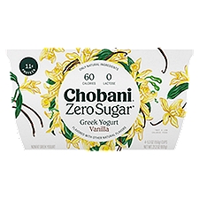 Chobani Zero Sugar Vanilla Flavor Yogurt, 5.3 oz, 4 count