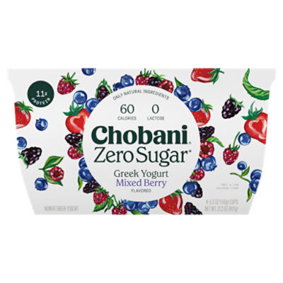 Chobani Zero Sugar Nonfat Greek Mixed Berry Flavored Yogurt 4 - 5.3 oz Cups