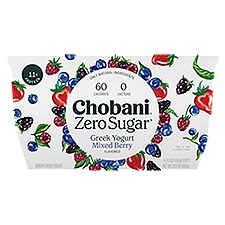 Chobani Zero Sugar Nonfat Greek Mixed Berry Flavored Yogurt 4 - 5.3 oz Cups