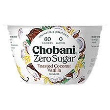 Chobani Zero Sugar Nonfat Greek Toasted Coconut Vanilla Flavored Yogurt 5.3 oz