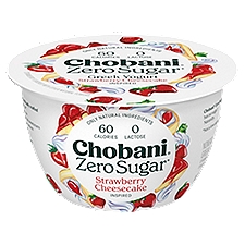 Chobani Zero Sugar Strawberry Cheesecake Inspired, Yogurt, 5.3 Ounce