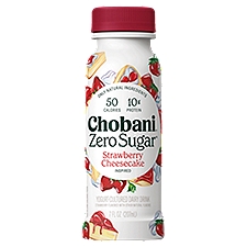 Chobani Zero Sugar Strawberry Cheesecake Inspired Yogurt-Cultured Dairy Drink, 7 fl oz, 7 Fluid ounce