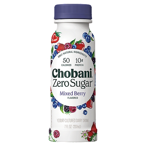 Chobani Zero Sugar Mixed Berry Flavored Yogurt-Cultured Dairy Drink, 7 fl oz
