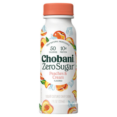 Chobani Zero Sugar Peaches & Cream Flavored Yogurt-Cultured Dairy Drink, 7 fl oz