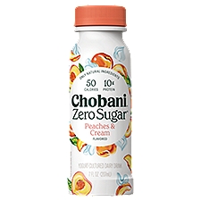 Chobani Zero Sugar Peaches & Cream Flavored Yogurt-Cultured Dairy Drink, 7 fl oz