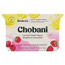 Chobani Lowfat Layered Greek Raspberry Lemonade Yogurt Value 4 Pack 4 - 5.3 oz Cups, 21.2 Ounce