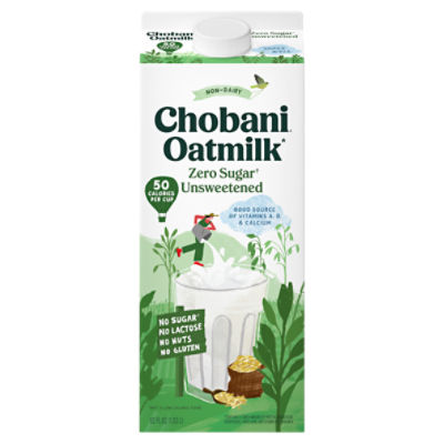 Chobani Zero Sugar Unsweetened Oatmilk, 52 fl oz, 52 Fluid ounce