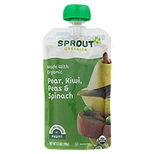 Sprout Pear Kiwi Peas Spinach Organic Stage 2 6 Months & Up, Baby Food, 3.5 Ounce
