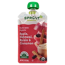 Sprout Apple Oatmeal Raisin with Cinnamon Organic Stage 2 6 Months & Up, Baby Food, 3.5 Ounce