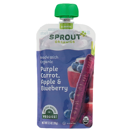 Sprout Organics Purple Carrot, Apple & Blueberry Baby Food, 6 Months and Up, 3.5 oz