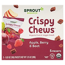 Sprout Organics Crispy Chews Organic Apple, Berry & Beet Fruit & Veggie Snack, 0.63 oz, 5 count