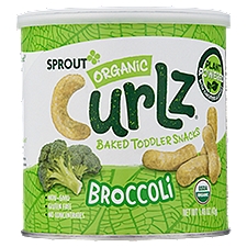 Sprout Organic Curlz Broccoli 12 Months & Up, Baked Toddler Snacks, 1.48 Ounce