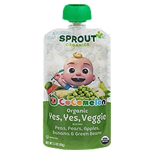 Sprout Organics Cocomelon Organic Yes, Yes, Veggie with Fruit, Baby Food, 3.5 Ounce