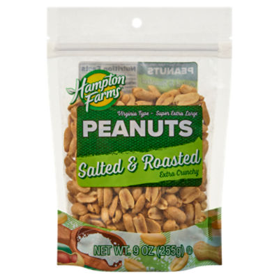 Hampton Farms Salted & Roasted Peanuts, 9 oz
