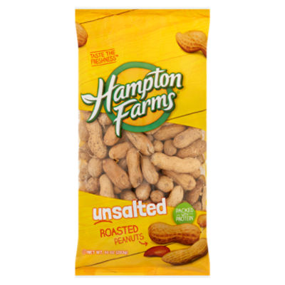 Hampton Farms Unsalted Roasted Peanuts, 10 oz