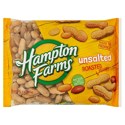 Hampton Farms Unsalted Roasted Peanuts, 1 lb