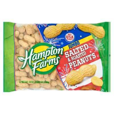 Hampton Farms Jumbo Salted & Roasted Peanuts, 24 oz